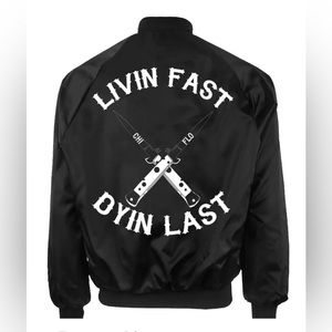 Livin Fast Dying Last - chi-Flo bomber jacket
